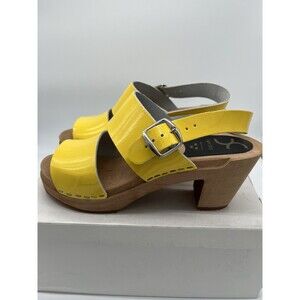 Cape Clogs Sweden Hedda Yellow Patent Wood Sole Sandals Women's Size 36